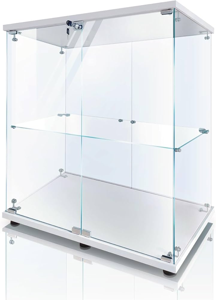 【新品】2段ワイド白｜ガラスショーケース｜大人のフィギュア棚 コレクションケース Amazon.co.jp: 【生活グッズラボ】ガラスケース 2段両扉タイプ